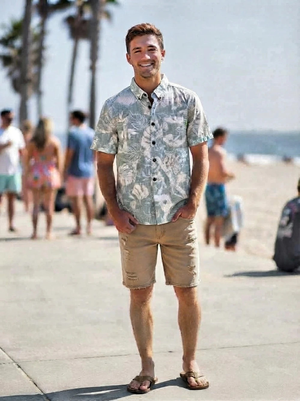 Hurley Hobie Floral Button-Up Shirt in Blue & White Size Small